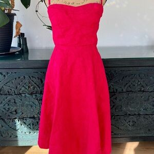 Strapless Red Womens Dress With Pockets